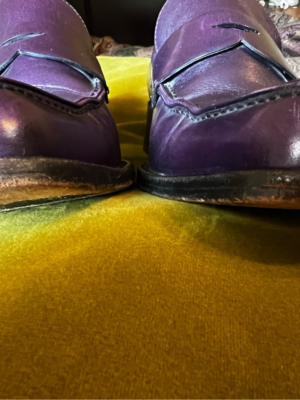 Prada Purple Leather Women's Penny Loafers - Picture 5 of 7